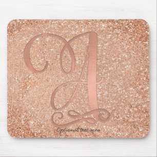 Tapis De Souris Glam rose gold personnalisé lettre initiale nom A