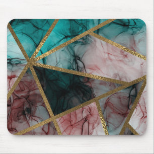 Tapis De Souris Glam Rust Blush Sarcelle & Or Chic Moderne Éléganc