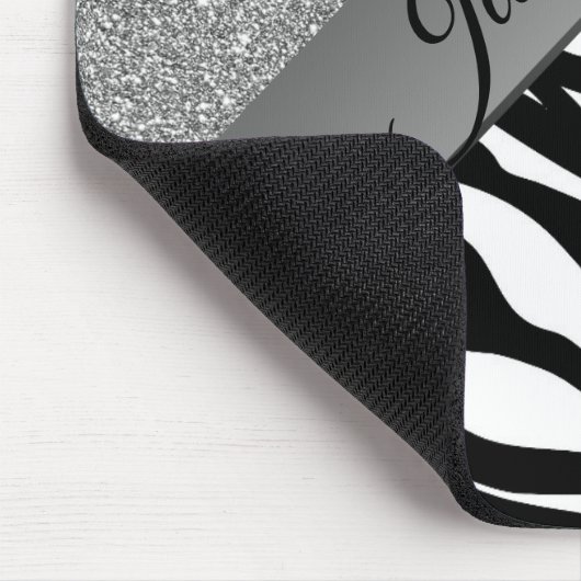 Tapis De Souris Glam Zèbre noir et blanc (Coin)