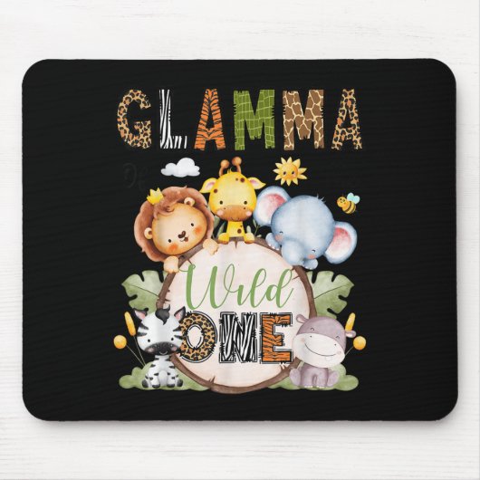 Tapis De Souris Glamma Of The Wild One 1st Birthday Boy Jungle Saf (Devant)