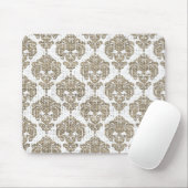 Tapis De Souris Glamor Rustique Burlap Royal Damask Chic Moderne (Avec souris)