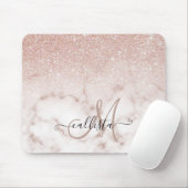 Tapis De Souris Glamorous Rose Gold White Glitter Marble Gradient (Avec souris)