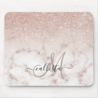 Glamorous Rose Gold White Glitter Marble Gradient