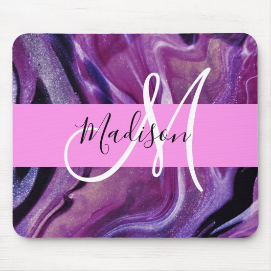 Tapis De Souris Glamour Abstrait Texture de scintillement violet M (Devant)