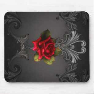 Tapis De Souris Glamour gothique Rouge Rose Noir Glam ornemental