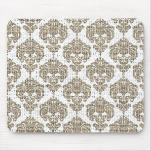 Tapis De Souris Glamour Rustique Toile de Jute Royale Damassé Chic