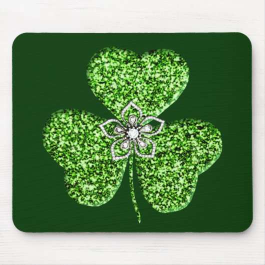 Tapis De Souris Glitter Shamrock And Flower Mouse Pad (Devant)
