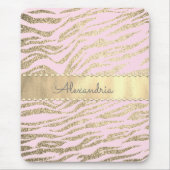 Tapis De Souris Glittery Zebra Imprimer sur Rose Blush (Devant)