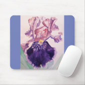 Tapis De Souris Glorioues Purple Iris Aquarelle Peinture (Avec souris)