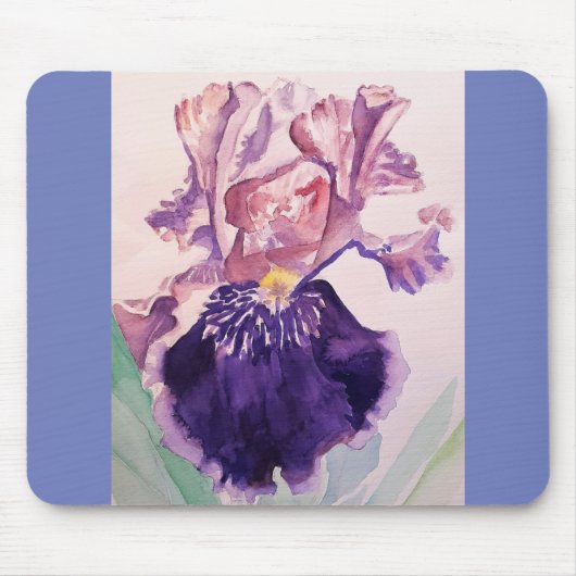 Tapis De Souris Glorioues Purple Iris Aquarelle Peinture (Devant)