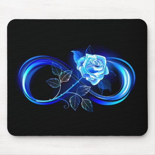 Tapis De Souris Glowing infinity with blue rose (Devant)