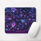 Tapis De Souris Glowing Neon Heart Galaxy Cosmic Love Burst (Avec souris)