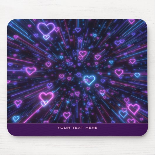 Tapis De Souris Glowing Neon Heart Galaxy Cosmic Love Burst (Devant)