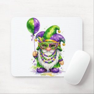 Tapis De Souris Gnome de Mardi Gras avec ballon de fête