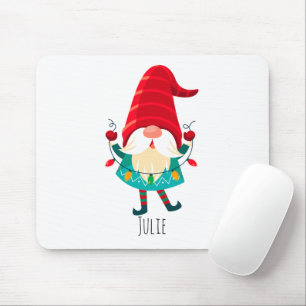 Tapis De Souris Gnome de Noël avec lumières de Noël