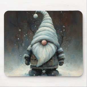 Tapis De Souris Gnome d'hiver dans une forêt de neige