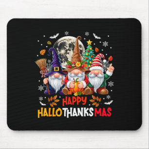Tapis De Souris Gnome Hallothanksmas Halloween Thanksgiving Noël