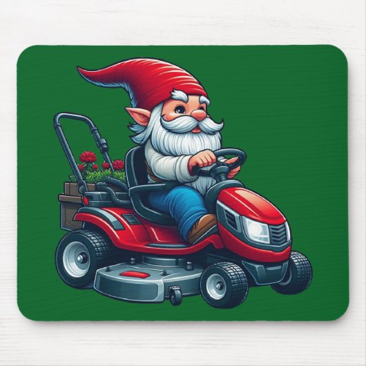 Tapis De Souris Gnome sur l'équitation tondeuse de pelouse avec pa (Devant)