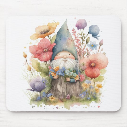 Tapis De Souris Gnome Whimsical Dans Le Jardin (Devant)