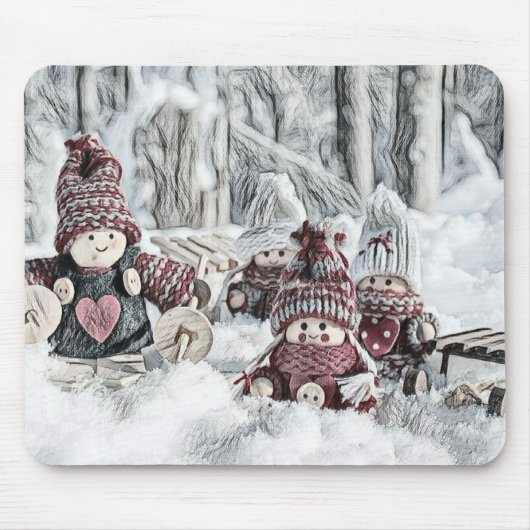 Tapis De Souris Gnomes dans un paysage hivernal Souris (Devant)