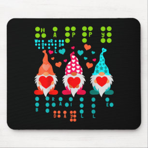 Tapis De Souris Gnomes de la Saint-Valentin en braille – Cœur mign