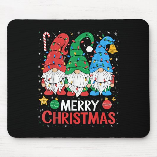 Tapis De Souris Gnomes Joyeux Noël Lumière Famille Gnome Xmas Mat (Devant)