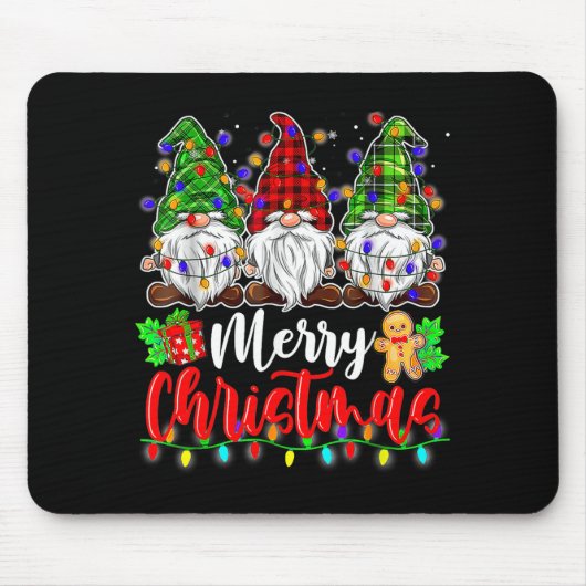 Tapis De Souris Gnomes Merry Christmas Light Gnome Xmas  (Devant)