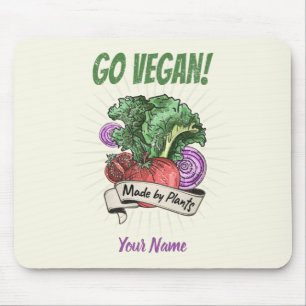 Tapis De Souris Go Vegan Fabriqué par des végétariens vintages de 