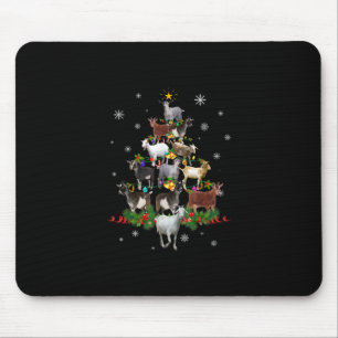 Tapis De Souris Goat Christmas Tree Snow Goat Xmas