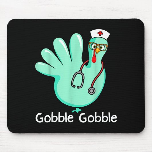 Tapis De Souris Gobble Gobble Funny Turkey Glove Thanksgiving Nurs (Devant)