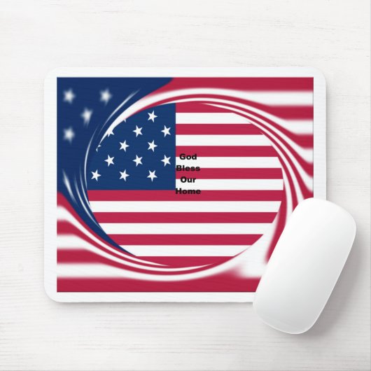 Tapis De Souris God Bless Our Home : USA Flag Swirl Art (Avec souris)