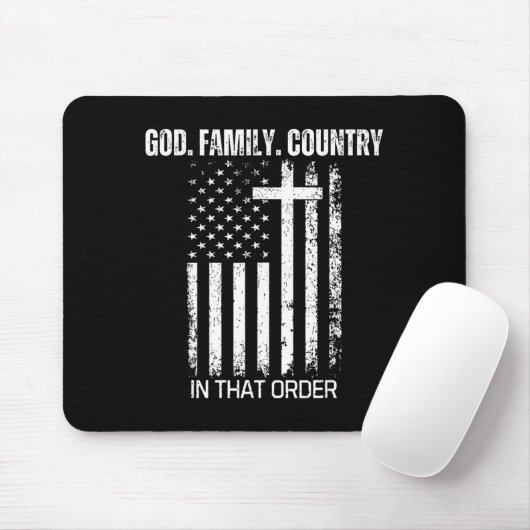 Tapis De Souris God Family Country In That Order Patriotic Christi (Avec souris)