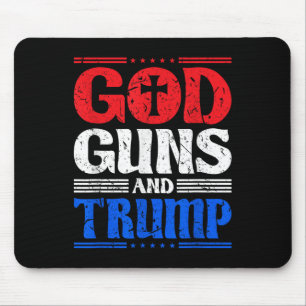 Tapis De Souris God Guns Et Trump American Flag Patriot