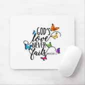 Tapis De Souris God's Love Never Fails - Butterfly Art - Religious (Avec souris)