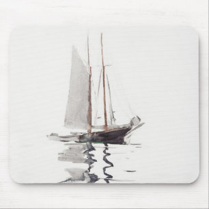 Tapis De Souris Goélette à deux mâts avec Dory par Winslow Homer