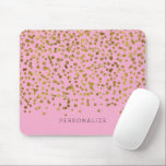 Tapis De Souris Gold and Pink Glam Confetti<br><div class="desc">gold and pink girly glam bling confetti you can personalize with your text</div>