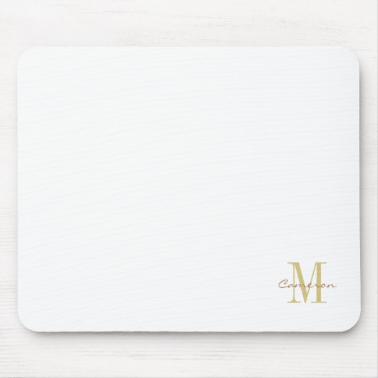 Tapis De Souris Gold blanc initial et nom personnalisé (Devant)