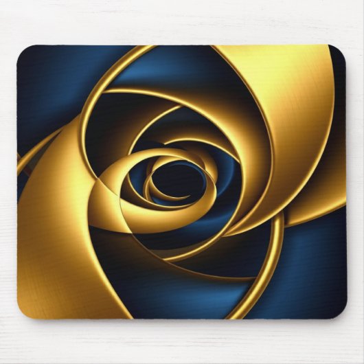 Tapis De Souris gold blue spiral abstract vortex pattern luxury ge (Devant)