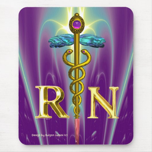 Tapis De Souris GOLD CADUCEUS SYMBOLE INFIRMIÈRE ENREGISTRÉ Purple (Devant)