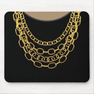 Tapis De Souris Gold Chains Black Hip hop Danse fête d'anniversair