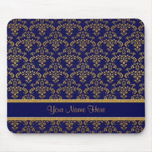 Tapis De Souris Gold et Blue Damask (Devant)