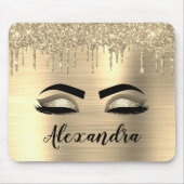 Tapis De Souris Gold Glitter Sparkle Eyelashes Monogram (Devant)