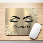 Tapis De Souris Gold Glitter Sparkle Eyelashes Monogram<br><div class="desc">Gold Faux Foil Metallic Sparkle Parties scintillant brossé Monogramme en métal Nom et cils initiaux (Lashes),  Extensions Eyelash et Eyes Computer Mousepad (pavé souris). Le design fait le cadeau parfait pour 16 ans,  mariage,  douche nuptiale,  anniversaire,  baby shower ou bachelorette pour quelqu'un à la recherche d'un style cool tendance.</div>