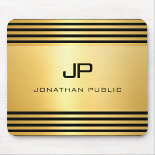 Tapis De Souris Gold Look Noir moderne élégant Monogramme