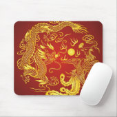 Tapis De Souris Gold Red Dragon Phoenix Chinese Wedding Favor (Avec souris)
