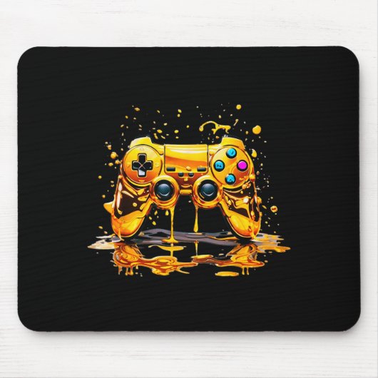 Tapis De Souris Gold Splash Video Game Controller Golden Gamer Gam (Devant)