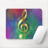 Tapis De Souris Gold Treble Clef Conception colorée (Avec souris)