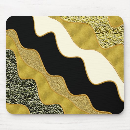 Tapis De Souris Golden Abstrait Wave Modern Gold Glam tendance (Devant)