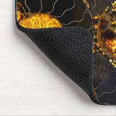 Tapis De Souris Golden Amber black Nautilus shell pattern, fossil  (Coin)