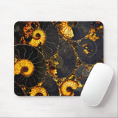 Tapis De Souris Golden Amber black Nautilus shell pattern, fossil  (Avec souris)